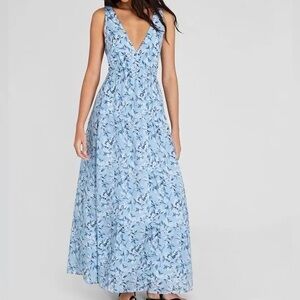 Club Monaco Blue Floral Organza Maxi Dress New Size 10